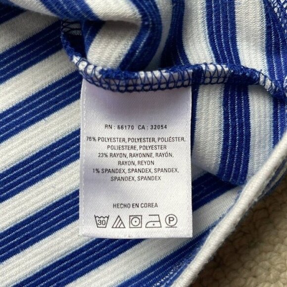 Anthropologie Blue & White Striped Back Zip Top Size Small - Picture 6 of 9
